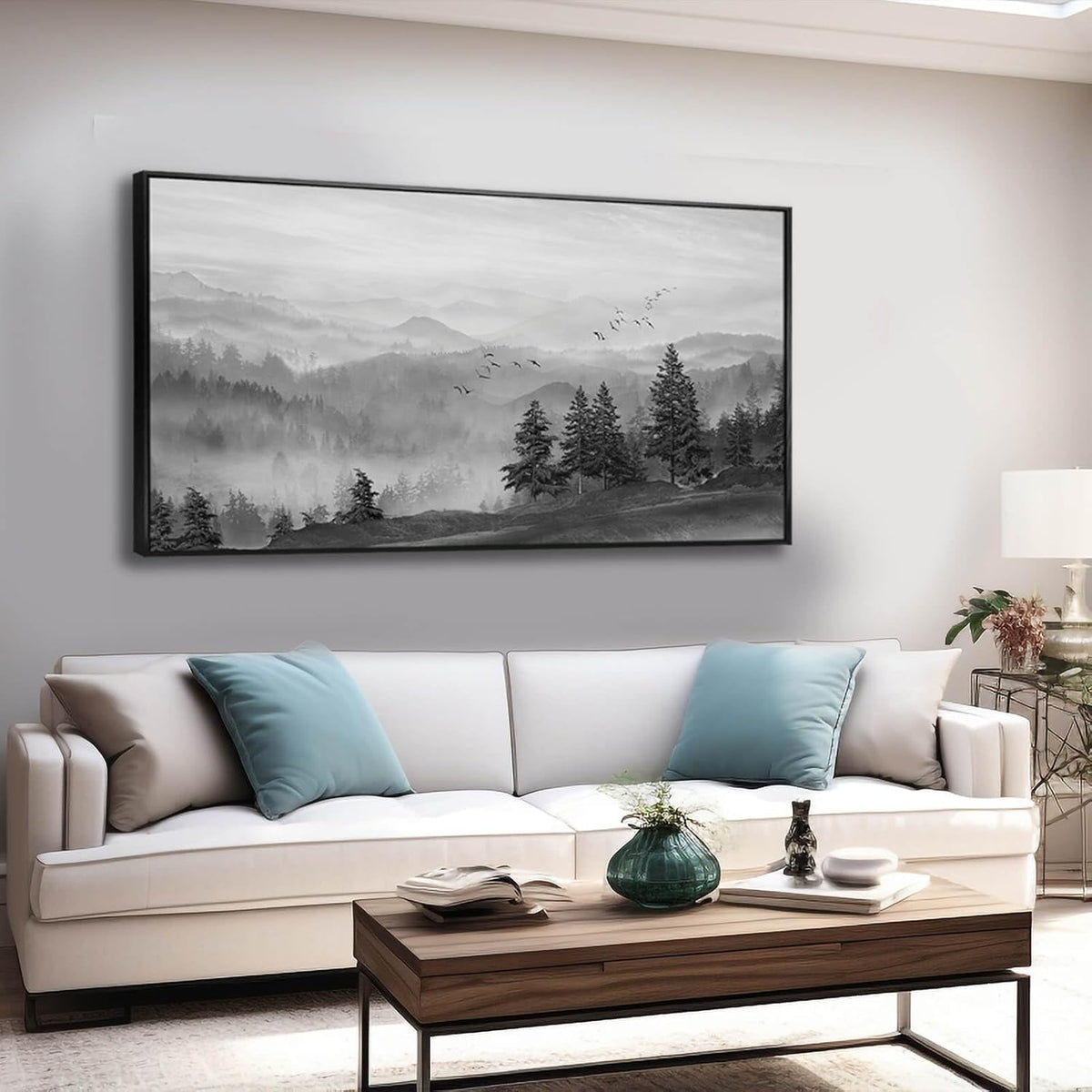 Canvas Wall Art Forest Wall Art Tree and Bird Pictures Framed Artwork for Living Room Bedroom Kitchen Office Wall Decor 24x48 Inch