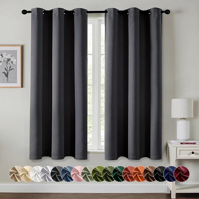 MIULEE Blackout Curtains for Bedroom 2 Panels 40 x 50 Inch Long Dark Grey | by MIULEE