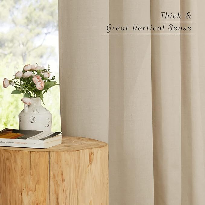 NICETOWN Linen Flax Semi Sheer Curtains 94" Length, Grommet Window Treatments - Image 6