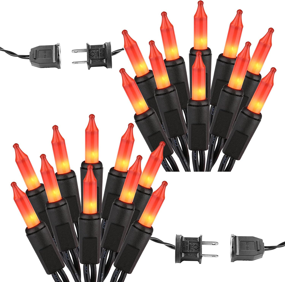 ODEETRONIC Orange Halloween String Lights, 2 Packs Total 43.26ft 200 Count Incandescent Orange Lights, 120V UL Certified Connectable Halloween Mini Light for Indoor/Outdoor Spooky House & Party Decor