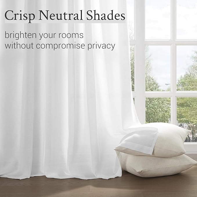 Topfinel Beige White Pinch Pleat Linen Curtains - Image 7