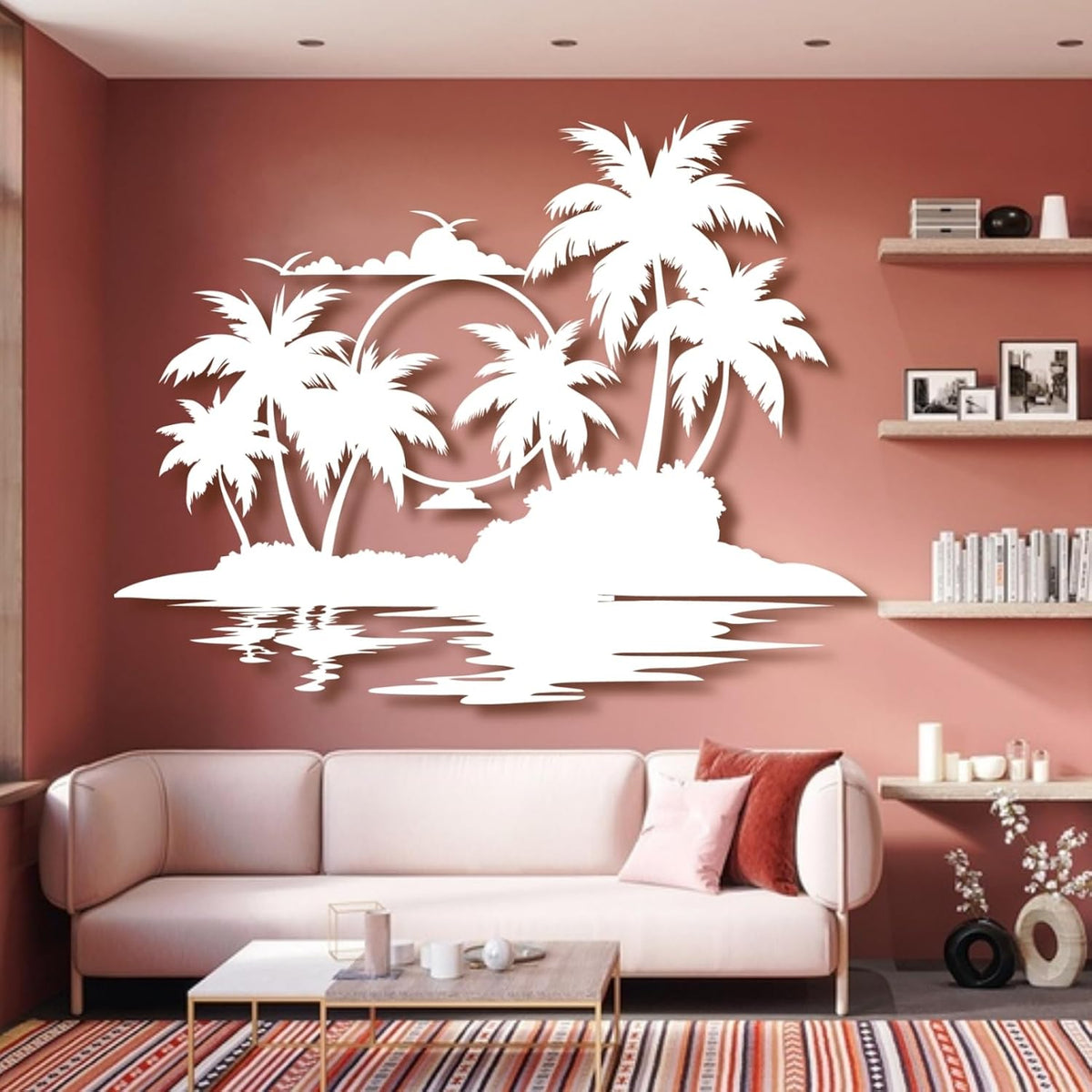 Palm Tree Metal Wall Decor,Palm Tree Metal Wall Art,Metal Palm Tree,Metal Palm Tree Wall Decor,Tropical Metal Wall Art,Beach Wall Decort,Metal Wall Decor (style 2,black,39 L" x 31 W" / 100 x 78 cm)