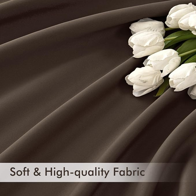 MIULEE Chocolate Brown Back Tab Blackout Curtains 52"x102" Long 2 Panel Set | - Image 6