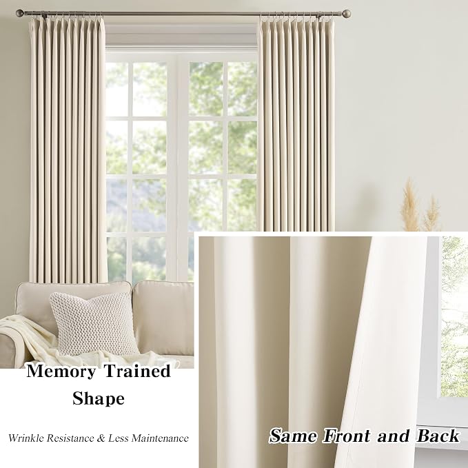 Cream Beige Room Darkening Privacy Curtains 84 Inches Long 72 Inch Wide - Image 6