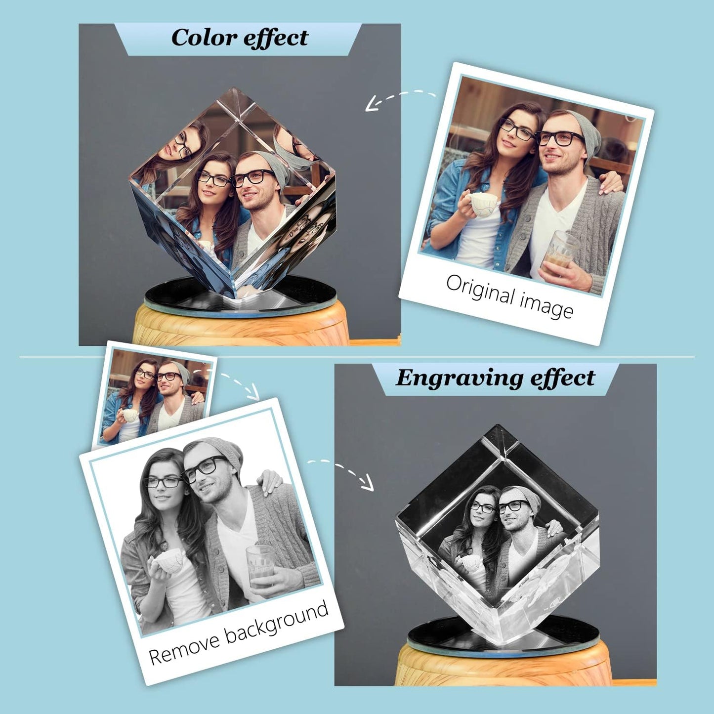 Personalize Your Photo Crystal Night Light with Music Bluetooth Rose Idea Gifts for Christmas Kids Boys & Girls Women Birthday Gifts with Led Colourful Light Base