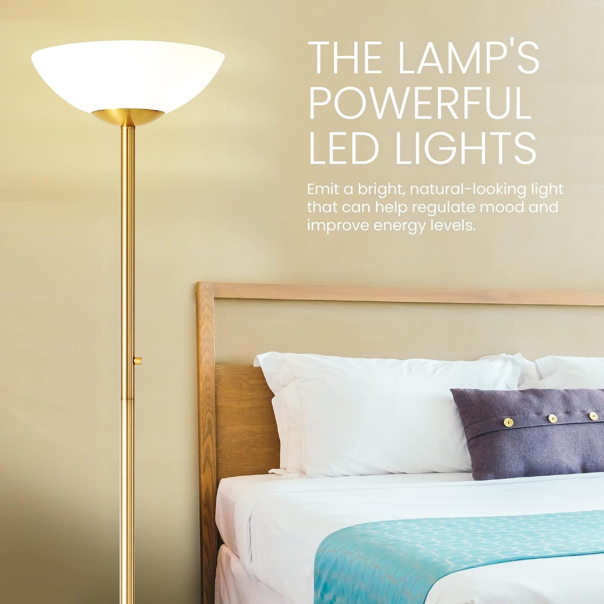 Super Bright Floor Lamp 8000LUMEN - DIMMABLE 30K Energy-Efficient Standing Lamp with Cement Base, for Living Room and Bedroom - Matte Finish, Modern and Elegant Design (White)