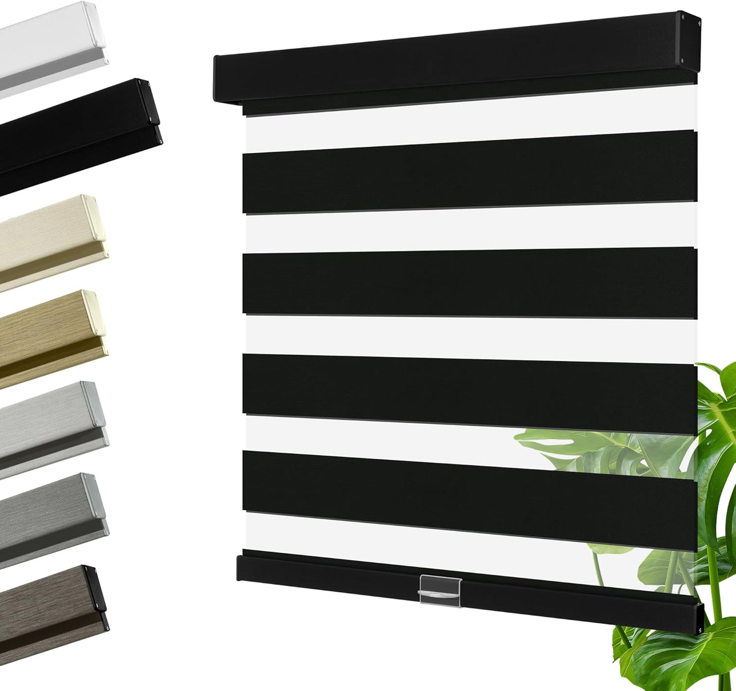 Cordless Zebra Blinds for Windows, Blackout Interior Blinds,Easy to Install,UV Protection,for Offices and Home,Custom Roller Shades, Solid Black, 41" W x 88" H