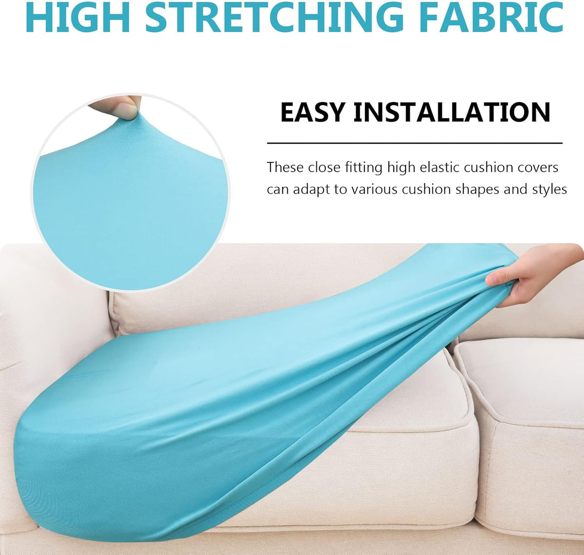 hyha Waterproof Couch Cushion Covers, Stretch Sofa Couch Seat Slipcover for Dog Washable, Non-Slip Waterproof Outdoor Cushion Covers for Patio Furniture Replacement (1 Piece for Small, Peacock Blue)