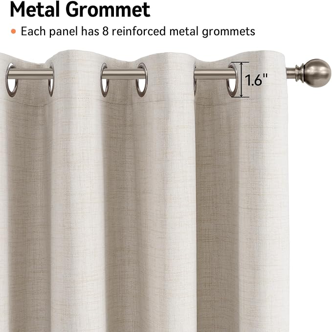 100% Blackout Linen Textured Curtains 84 Inch Long, Light Blocking, Thermal - Image 6