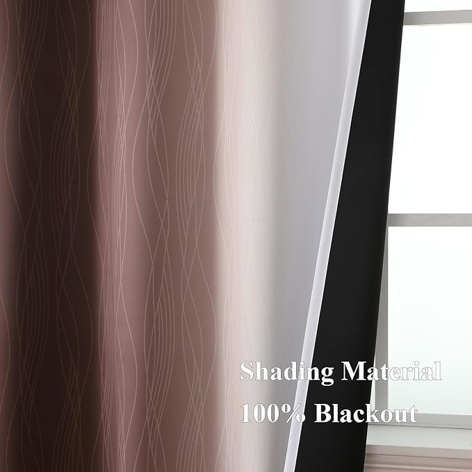 Brown and Greyish White Blackout Curtains 52Wx45L 2 Panels | Ombre Curtains - Image 5