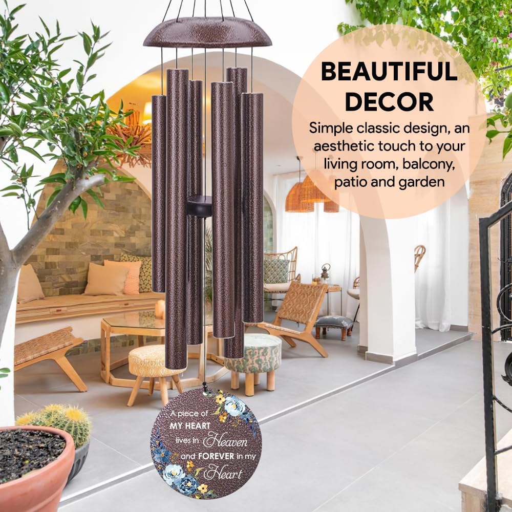 Personalized Sympathy Wind Chimes, Sympathy Gifts for Loss of Mom, Windchimes in Memory of a Loved One, Commemorative Sympathy Bereavement Gifts for Condolences/Funeral (36 inch)