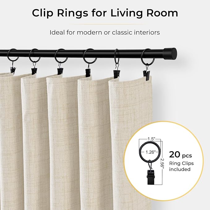 INOVADAY Linen Textured 100% Blackout Sliding Door Curtains 102x84 Cream | 1 - Image 5