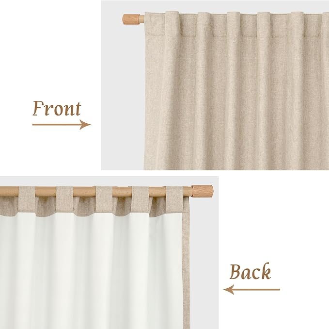 54 Inch Length Natural 100% Blackout Linen Curtains, 42 x 54 Inch | Room - Image 8