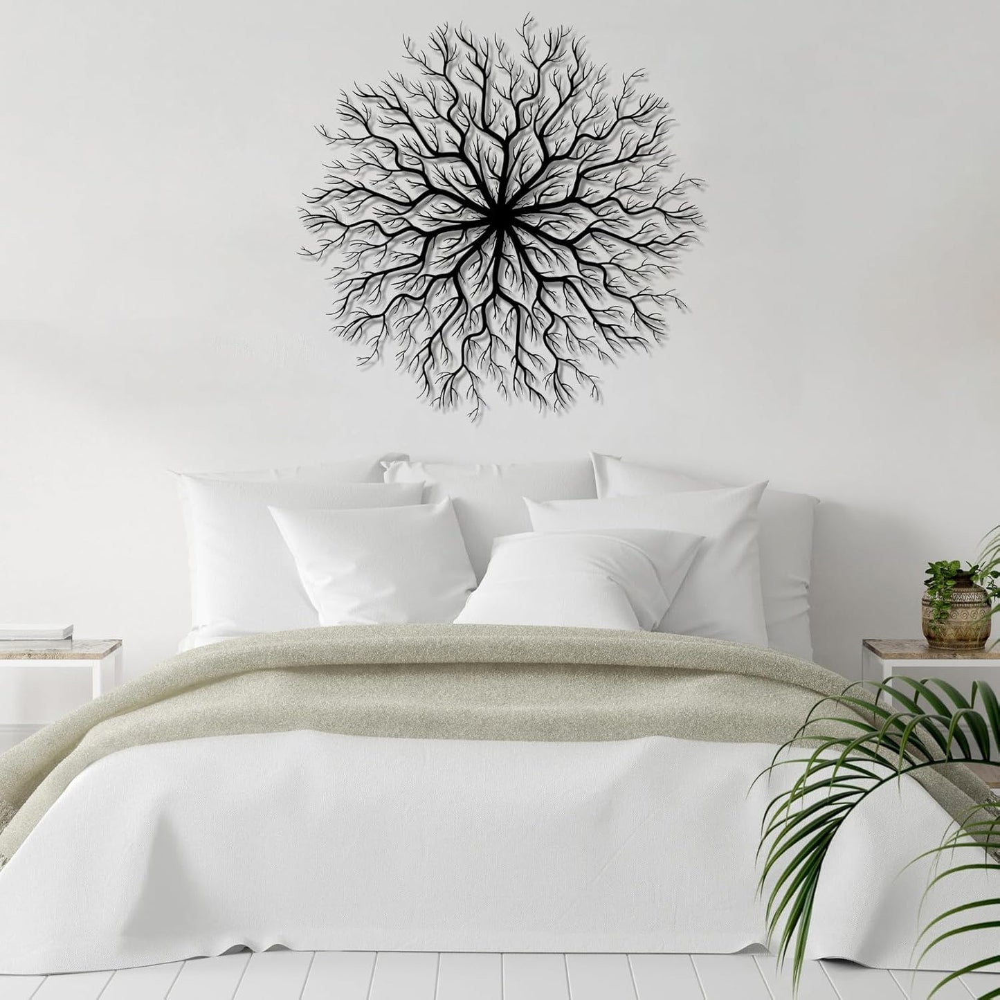 Tree of Life Metal Wall Art, Metal Tree Wall Art, Large Round Sculpture, Round Branch Wall Decor, Large Branch Artwork, Nature Sign, Wall Decor for Living Room, Housewarming Gift (Gold, 19"x19"|47x47cm)