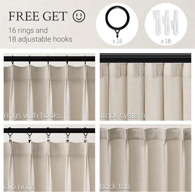 Pinch Pleated 94 Inch Curtains 2 Panels - Image 2