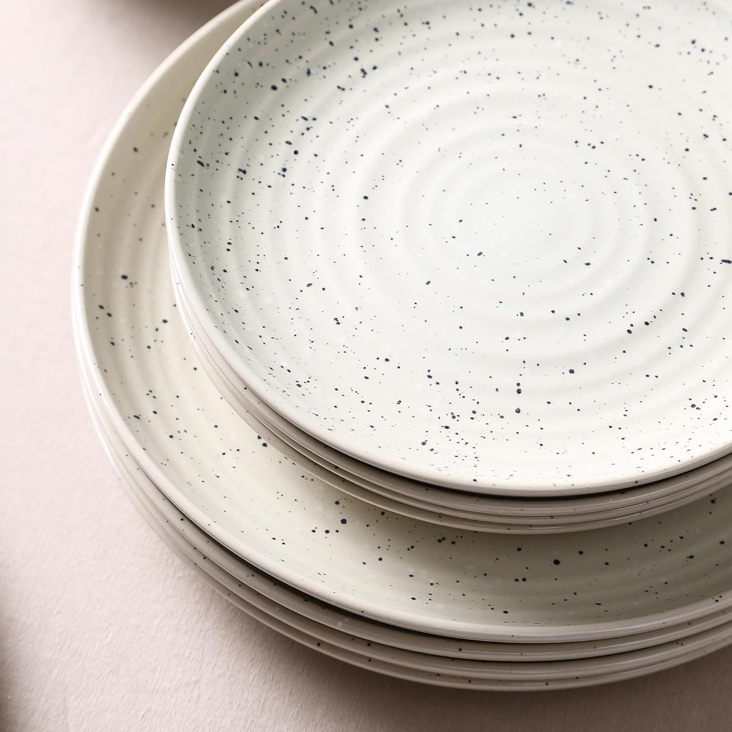 Stone Lain Dua 4-Piece Salad Plate Set Stoneware, White