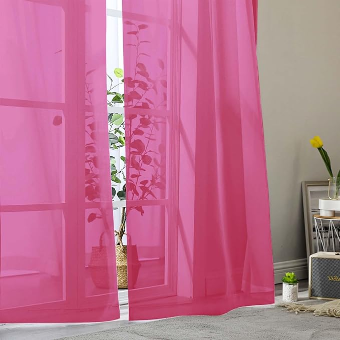 Extra Long Sheer Hot Pink Curtains - Image 7