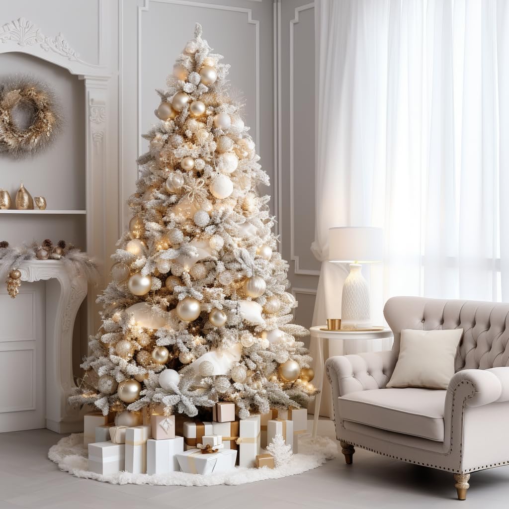AISENO 48 Inch Christmas Tree Plush Skirt Decoration for Merry Christmas Party Faux Fur Christmas Tree Skirt Decorations