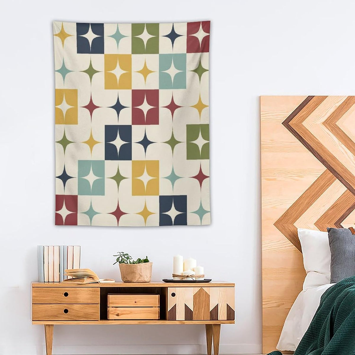 ICMOLYYENLO Boho Medieval Cat Tapestry, Abstract Atomic Starburst Geometric Aesthetic Art Wall Hanging For Bedroom Living Room Dormitory 50x60 Inches