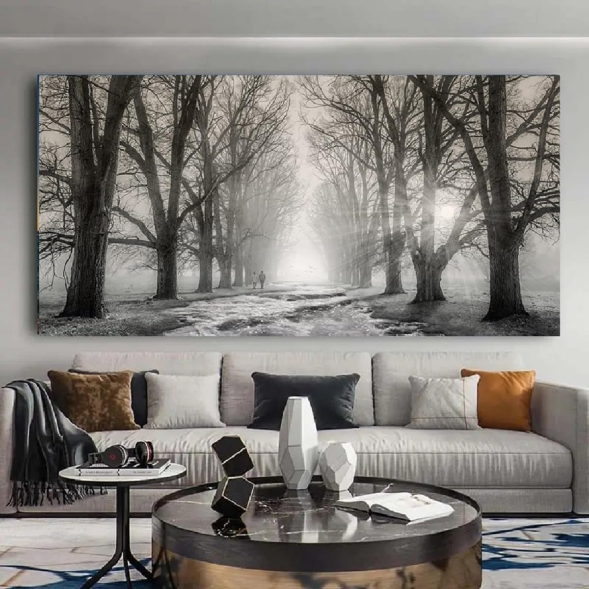 Bamdeya Large Pictures for Bedroom Wall Decor Black and White Wall Art Forest Wall Pictures Tree Canvas Prints Art Landscape Painting Wall Art Living Room Kitchen Office Decor Home Decorations