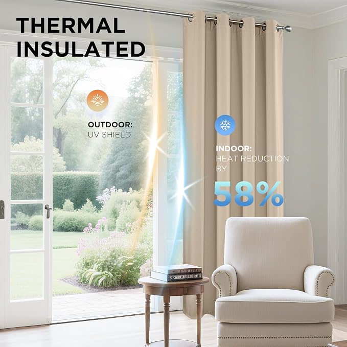 Joydeco Blackout Curtains 108 Inches Long 1 Panel, Thermal Insulated Long - Image 4