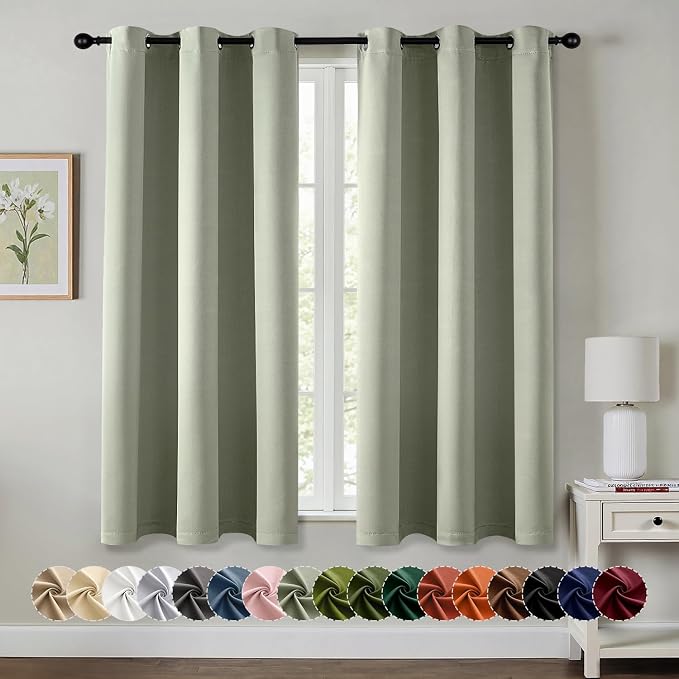 MIULEE Blackout Curtains for Bedroom 2 Panels 40 x 68 Inch Long Sage Green | by MIULEE