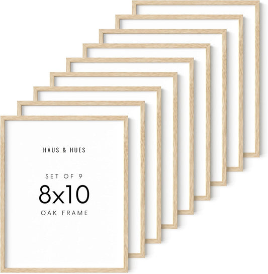 HAUS AND HUES 8x10 Frame Set of 9-8x10 Wood Picture Frame Natural Wood Frames Light Wood Frame Natural Wood Picture Frames