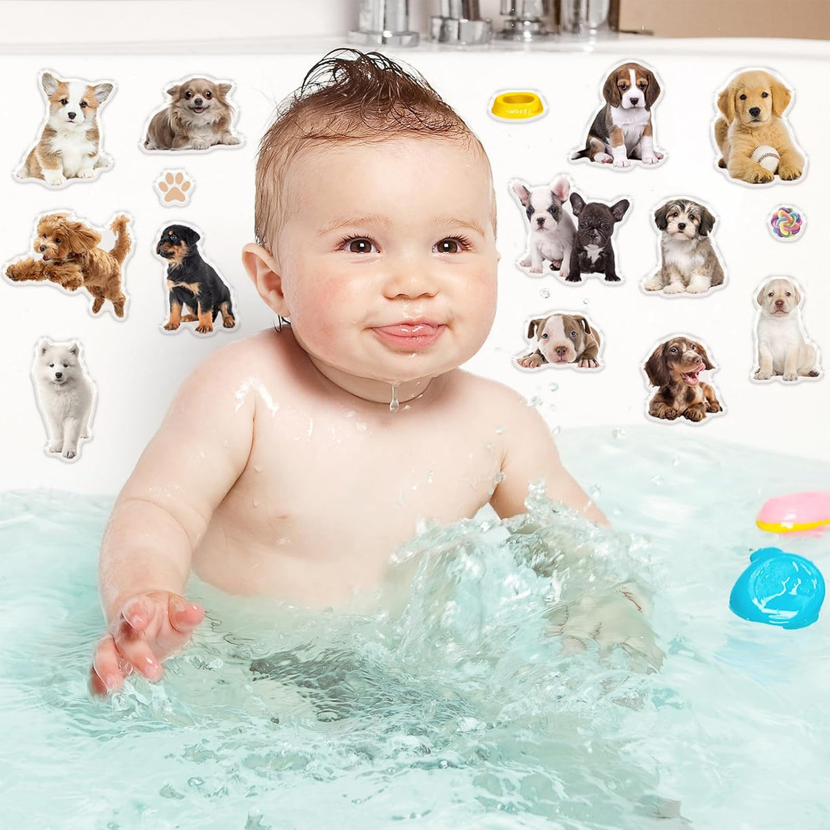 20 Pcs Dog Thick Gel Clings Puppy Window Gel Clings Decals Stickers for Kids Toddlers and Adults Cute Reusable Window Clings for Home Airplane Classroom Nursery Dog Party Supplies Decorations