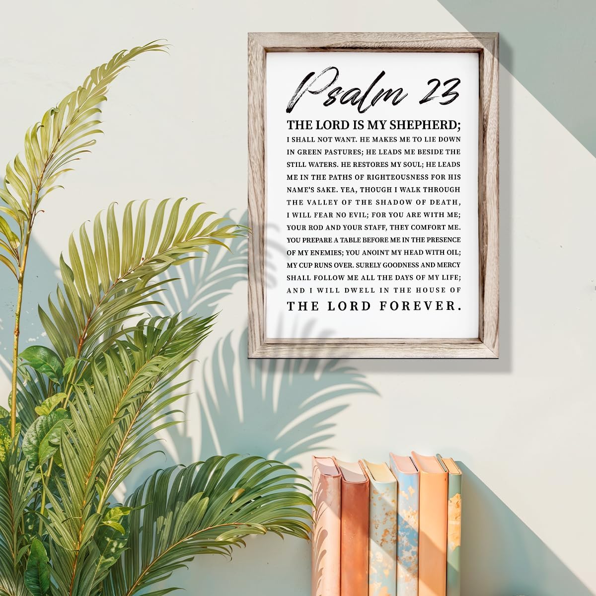 Christian Wooden Sign, Bible Verse Wall Art, Rustic Wooden Plaque, Home Church Decor, Christian Framed Wall Plaque Sign 15 * 11.5 inches, The Lord is My Shepherd