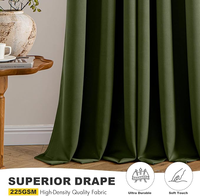 MIULEE Blackout Curtains for Bedroom 2 Panels 40 x 54 Inch Long Olive Green | - Image 5