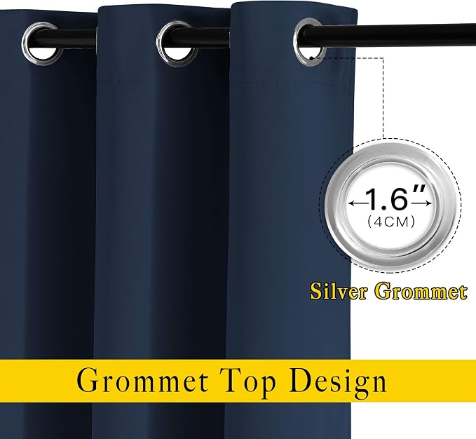 NICETOWN Navy Blue Blackout Window Curtains - Image 3