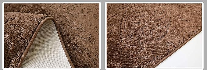 Custom Length Hallway Runner Rug, Slip Resistant, Floral Brown, 26 Inch X 32 - Image 5