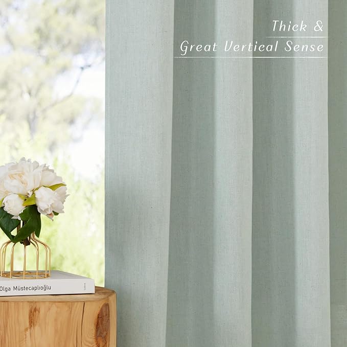 NICETOWN Linen Flax Semi Sheer Curtains 94" Length, Grommet Window Treatments - Image 7