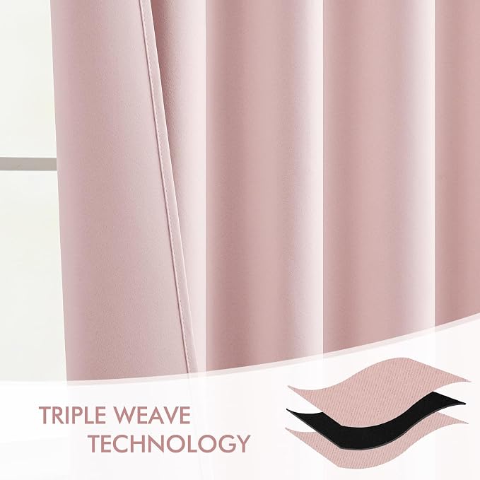 MIULEE Light Pink Back Tab Blackout Curtains 66x96 Inch Length 2 Panels Set | - Image 7
