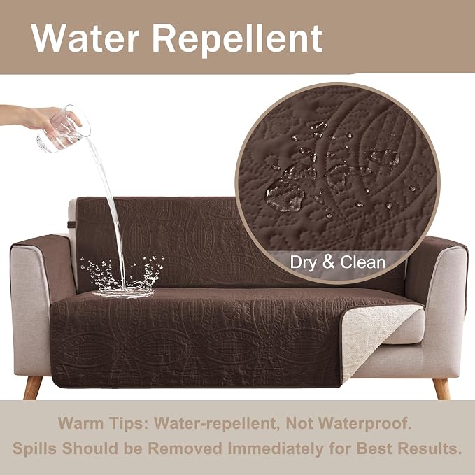 Large Brown Recliner Chair Covers, Quilted Décor Water-Repellent Lazy Boy Chair - Image 6
