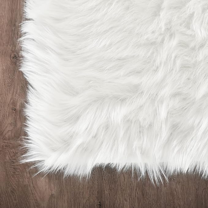 Latepis White Faux Fur Rug 3x5, Faux Sheepskin Rugs - Image 7
