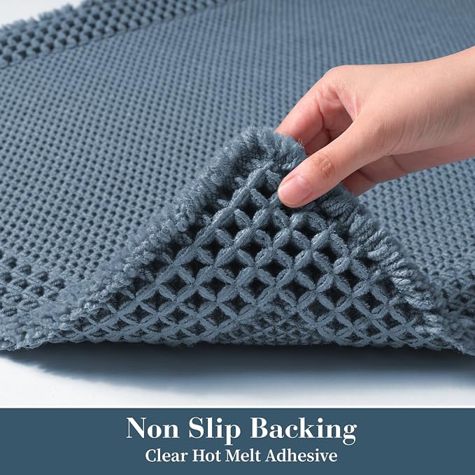 RESARE Waffle Bath Mat for Bathroom, Non Slip Bathroom Rugs 20"x32" Blue | - Image 4