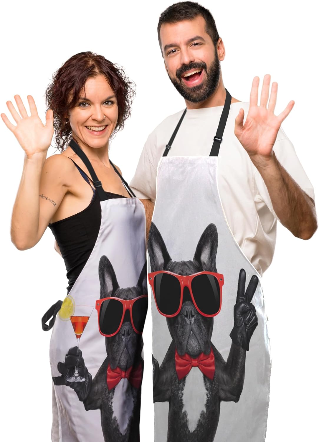Garden Apron for Men French Bulldog Dog Funny Aprons for Women for Kitchen Cooking Restaurant BBQ Painting Crafting Gardening 27” (W) x 31” (H), Waterproof Apron