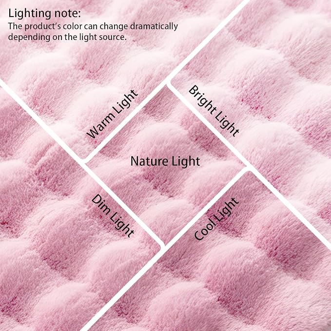 Pink Rabbit Plush Rug 4'x6', Fluffy Shaggy Area Rug - Image 5