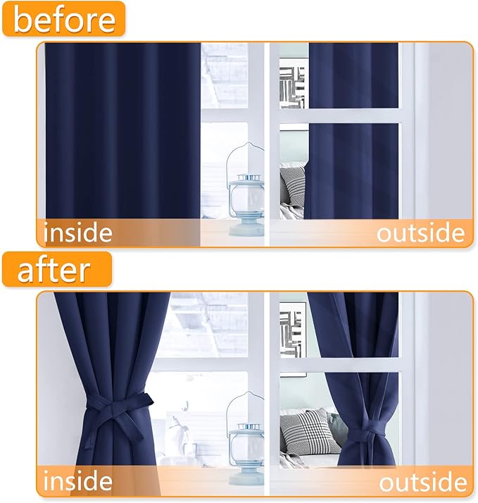 Blackout Curtains for Bedroom, 52 x 54 Inch, 2 Panels | Thermal Insulated & - Image 4