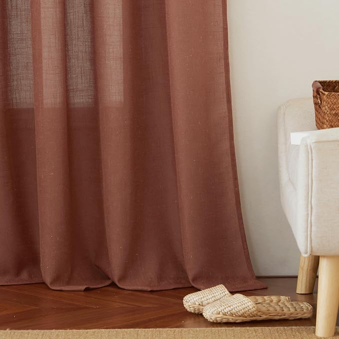 RYB HOME Sheer Curtains 102 inches, Extra Long Floor to Ceiling Curtains | Half - Image 6
