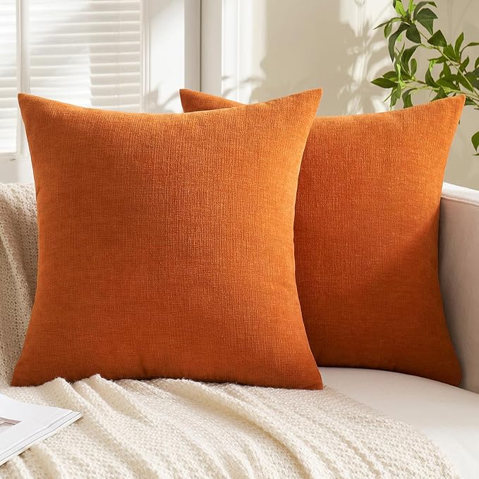 MIULEE Fall Orange Chenille Couch Throw Pillow Covers, 18x18 | Set of 2 - Image 7