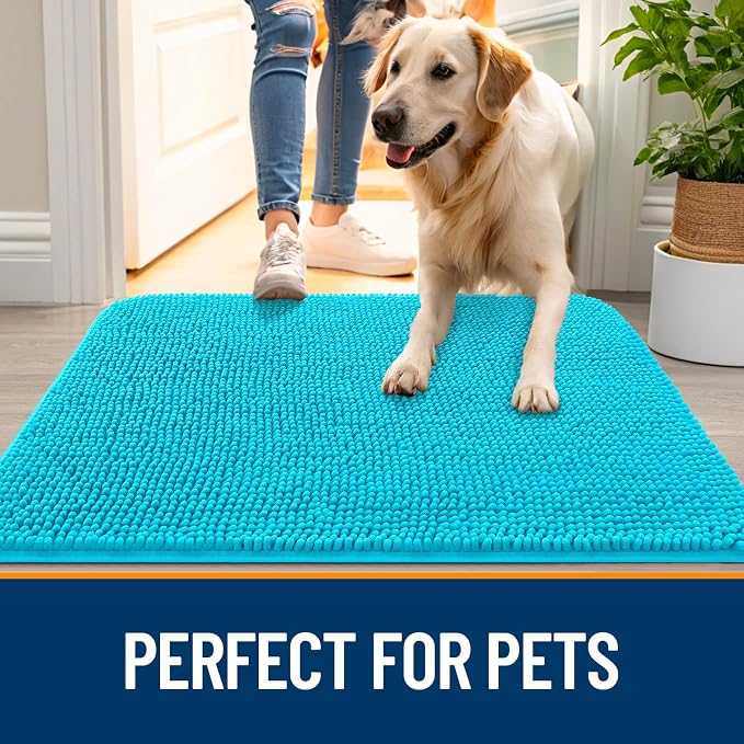 OLANLY Dog Door Mat for Muddy Paws 48x30, Super Absorbent Chenille Mud Mat | - Image 6