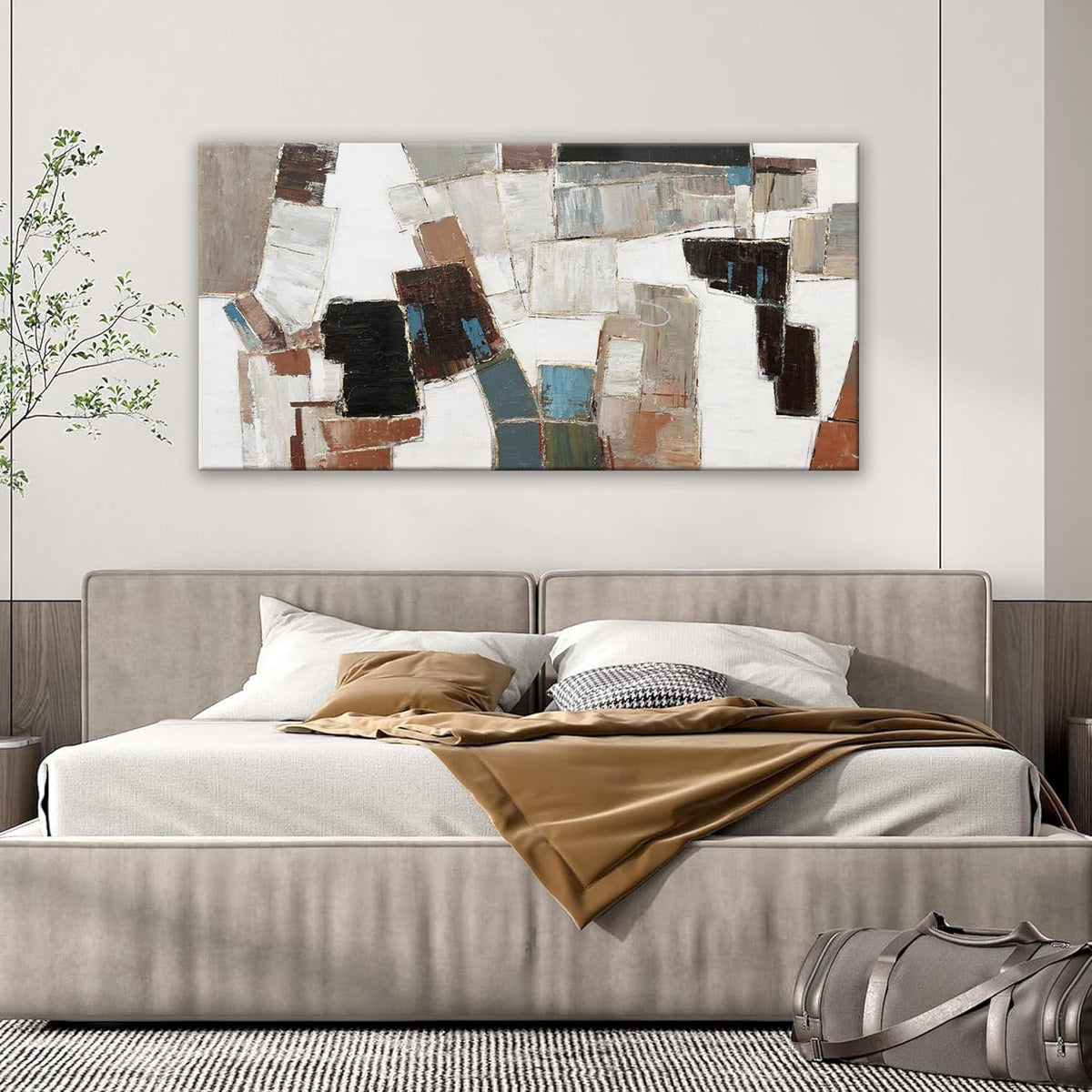 Dimpaga Abstract Canvas Wall Art Modern Wall Art Decor Pictures Wall Decor Minimalist Geometric Line Artwork for Walls Textured Wall Art Prints 20"X40" For Room Living Room Bedroom Office Wall Decor