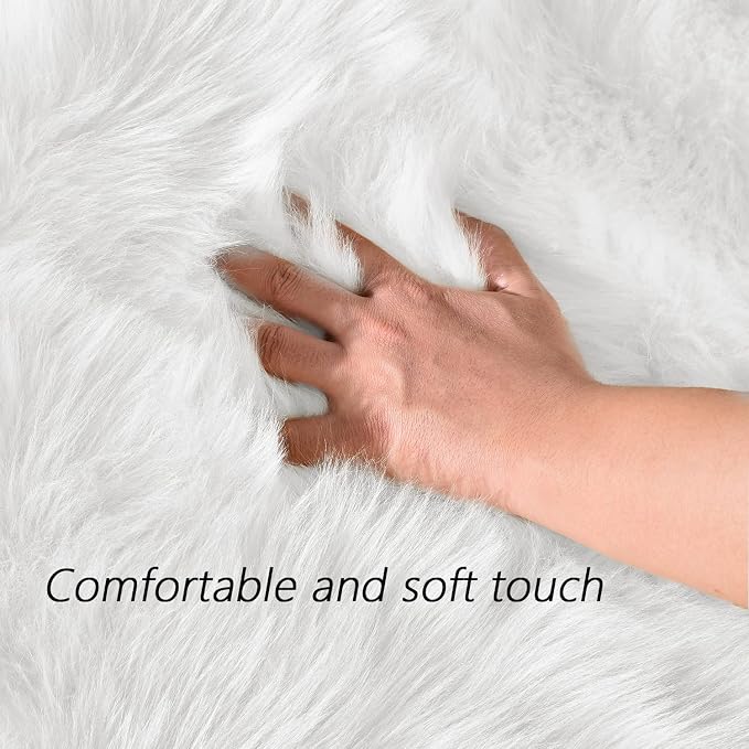 Latepis 10x14 Area Rugs White Faux Fur Washable Super Large Rug - Image 5