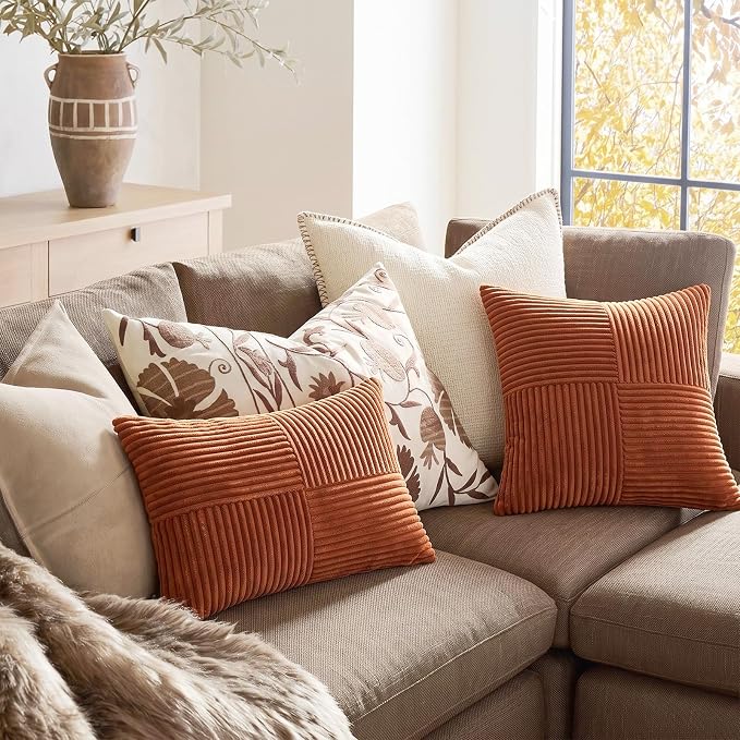 Fancy Homi 2 Packs Rust Lumbar Decorative Throw Pillow Covers 16x28 Inch - Image 5