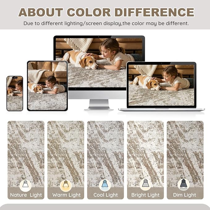 DMOYEST 8x10 Washable Area Rug: Abstract Modern Non-Slip Carpet, Soft Low Pile - Image 8