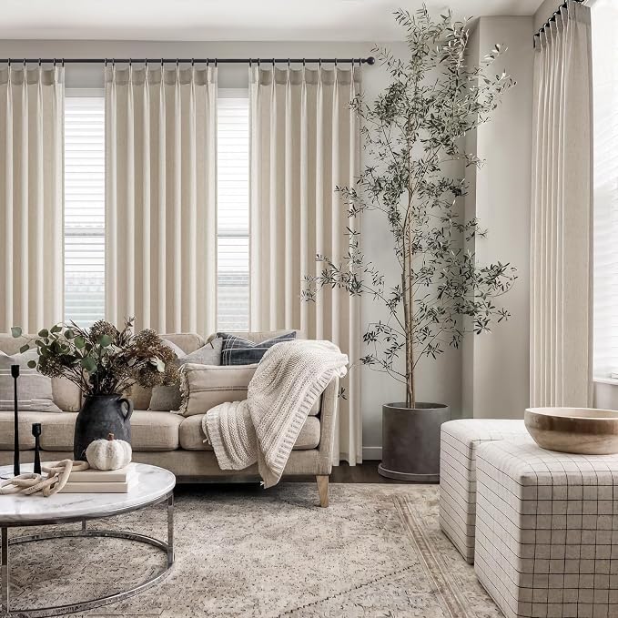 Topfinel 102 Inch Curtains 1 Panels Set, One Packs Pinch Pleat Back Tab Linen - Image 6