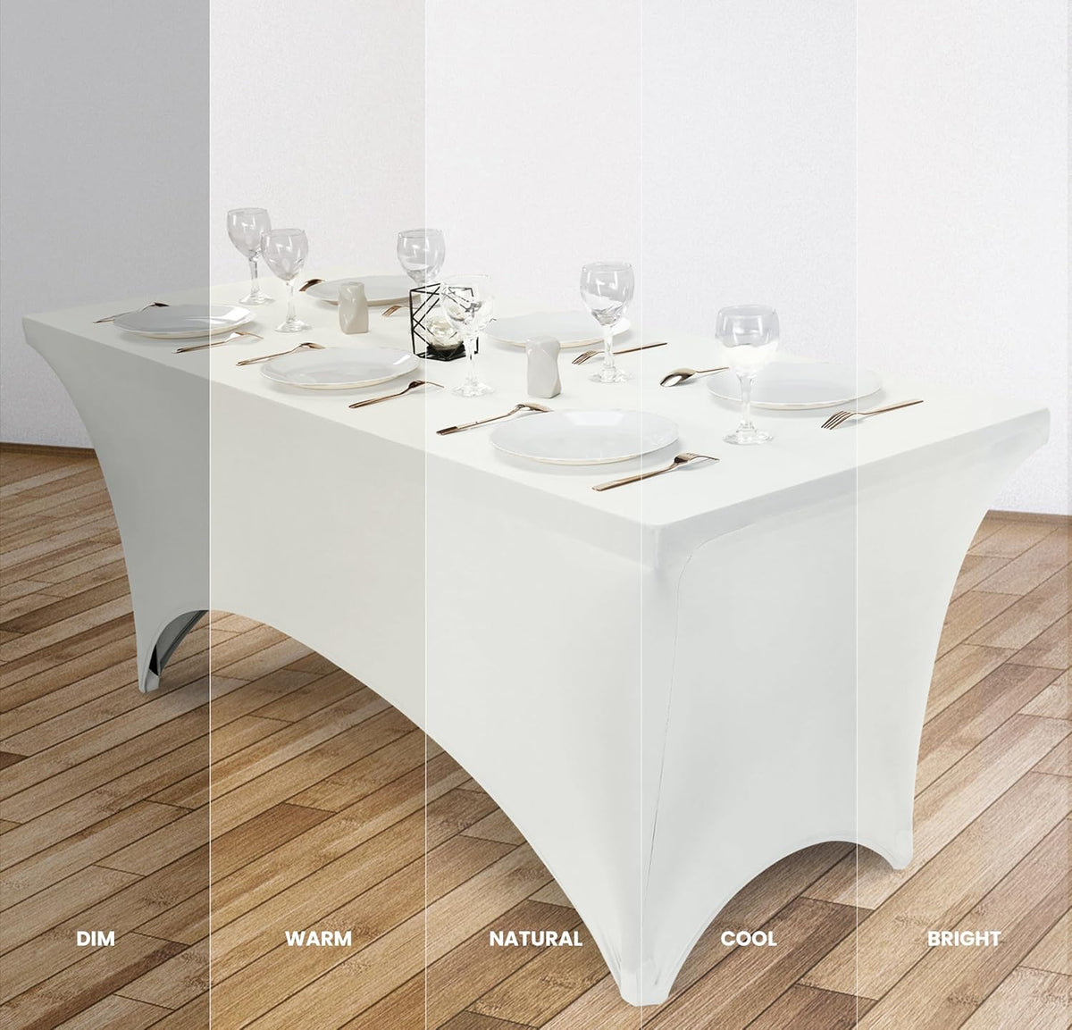 Utopia Kitchen 6FT Spandex Tablecloth [1 Pack, White] 200 GSM Stretch, Fitted, Washable and Wrinkle Resistant Table Cloth Rectangle Cover for Trade Shows, Wedding, Parties [72Lx30Wx30H Inch]