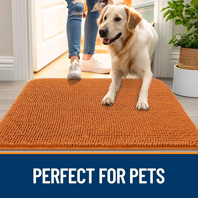 OLANLY Dog Door Mat for Muddy Paws 36x24, Super Absorbent Chenille Mud Mat | - Image 6
